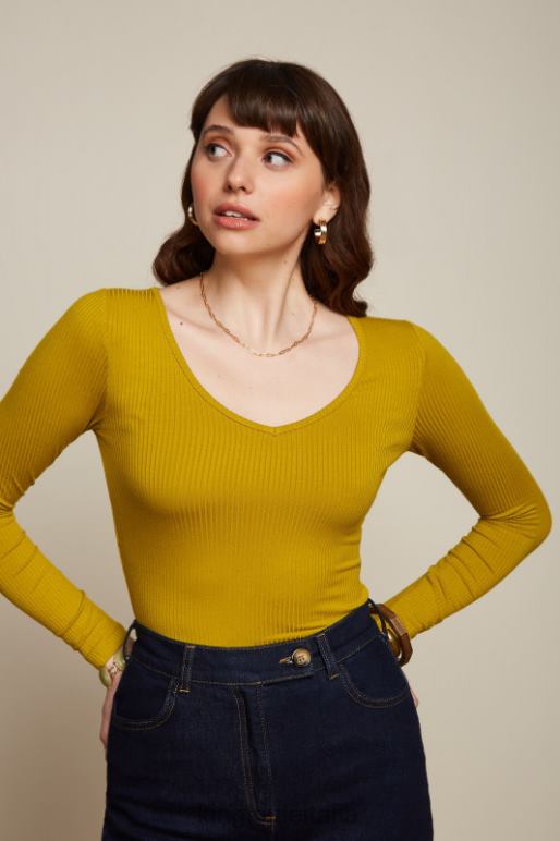 donne King Louie giallo curry carice v top uni rib abbigliamento 0L48450 donne King Louie giallo curry carice v top uni rib abbigliamento 0L48450