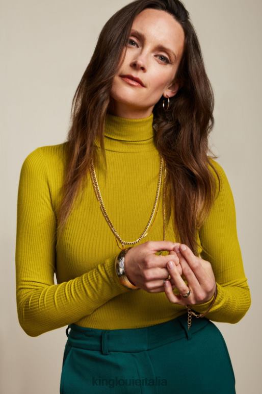 donne King Louie giallo curry top a collo alto a coste unite abbigliamento 0L48446 donne King Louie giallo curry top a collo alto a coste unite abbigliamento 0L48446
