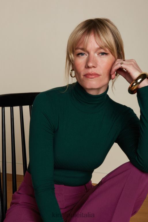 donne King Louie verde pino top a collo alto a coste unite abbigliamento 0L48447 donne King Louie verde pino top a collo alto a coste unite abbigliamento 0L48447